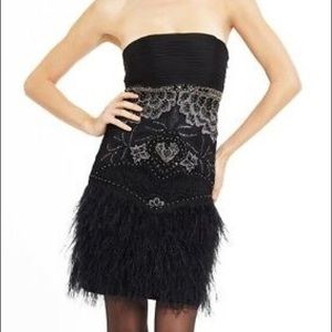 Sue Wong Ostrich Feather Trim Dress 0